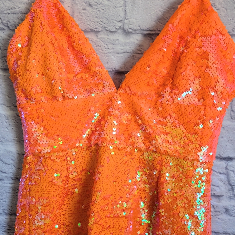Hutch Zuri Orange Sequin Mini Dress - Picture 4 of 7